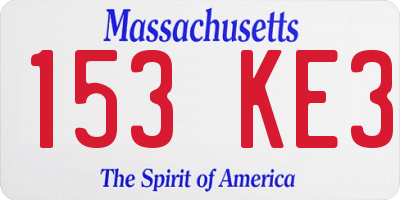 MA license plate 153KE3