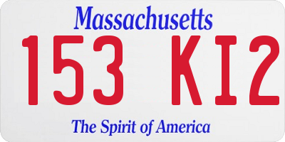 MA license plate 153KI2