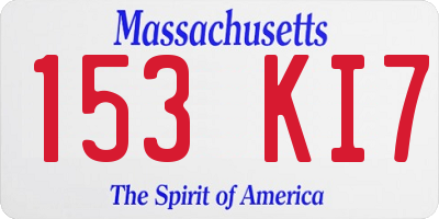 MA license plate 153KI7