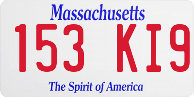 MA license plate 153KI9
