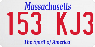 MA license plate 153KJ3