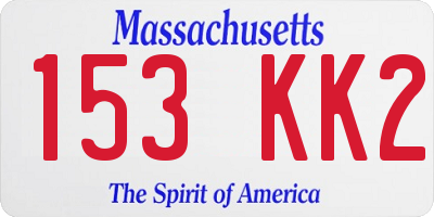 MA license plate 153KK2