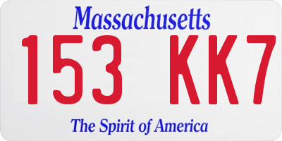 MA license plate 153KK7