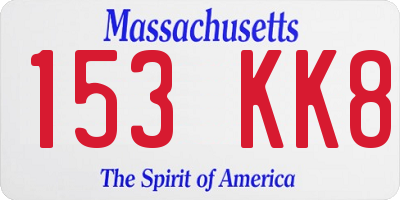 MA license plate 153KK8