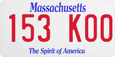MA license plate 153KO0
