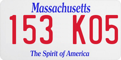 MA license plate 153KO5