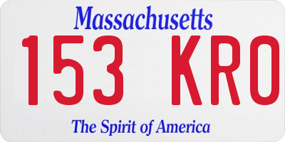MA license plate 153KR0