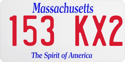 MA license plate 153KX2