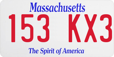 MA license plate 153KX3