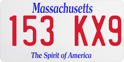 MA license plate 153KX9