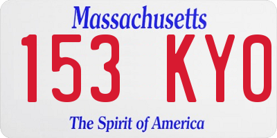 MA license plate 153KY0