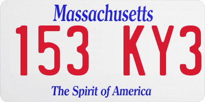MA license plate 153KY3