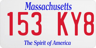 MA license plate 153KY8