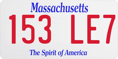 MA license plate 153LE7
