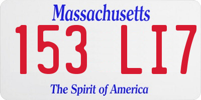 MA license plate 153LI7