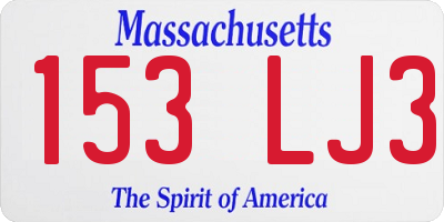 MA license plate 153LJ3