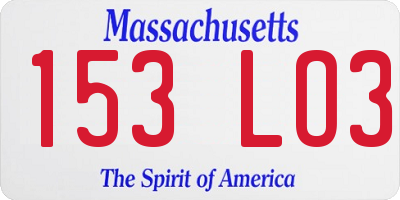MA license plate 153LO3
