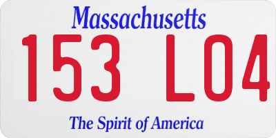 MA license plate 153LO4