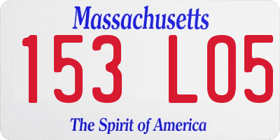 MA license plate 153LO5