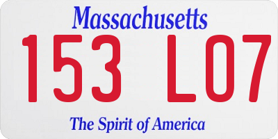 MA license plate 153LO7