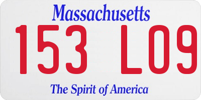 MA license plate 153LO9