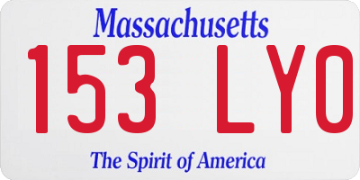 MA license plate 153LY0