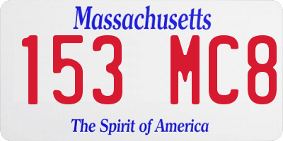 MA license plate 153MC8