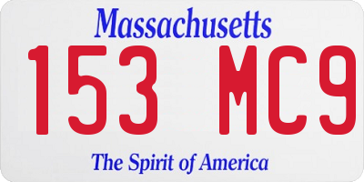 MA license plate 153MC9