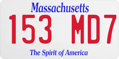 MA license plate 153MD7