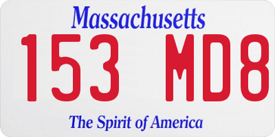 MA license plate 153MD8