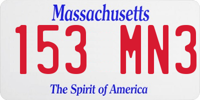 MA license plate 153MN3
