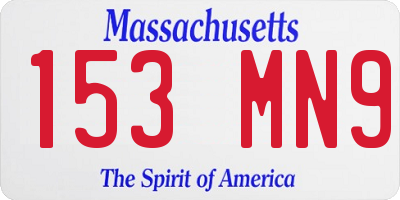 MA license plate 153MN9