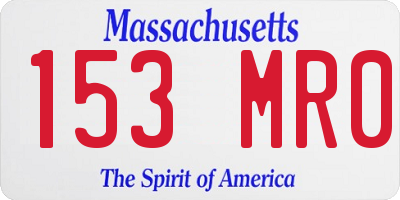 MA license plate 153MR0