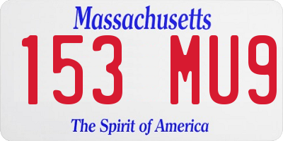 MA license plate 153MU9