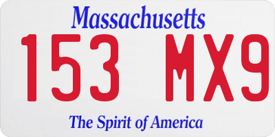 MA license plate 153MX9