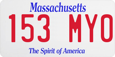 MA license plate 153MY0