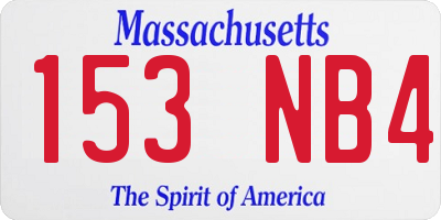 MA license plate 153NB4