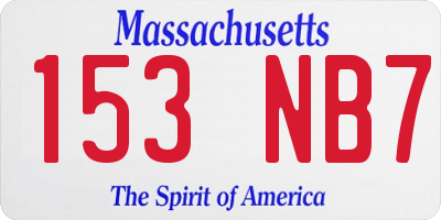 MA license plate 153NB7