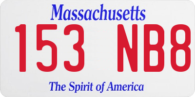 MA license plate 153NB8