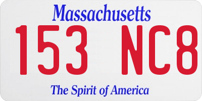 MA license plate 153NC8