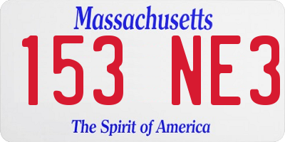 MA license plate 153NE3