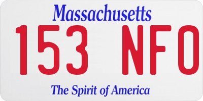MA license plate 153NF0