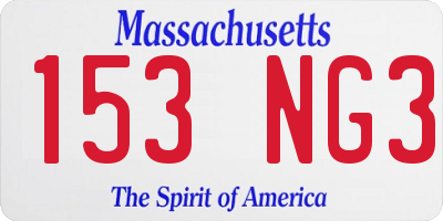 MA license plate 153NG3