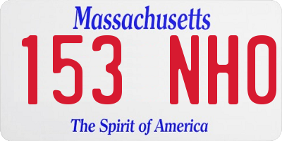 MA license plate 153NH0