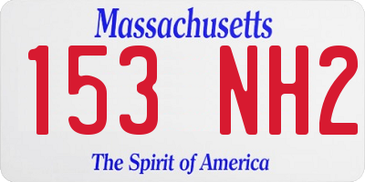 MA license plate 153NH2