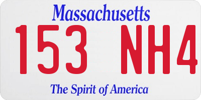 MA license plate 153NH4