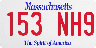 MA license plate 153NH9