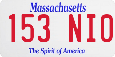 MA license plate 153NI0