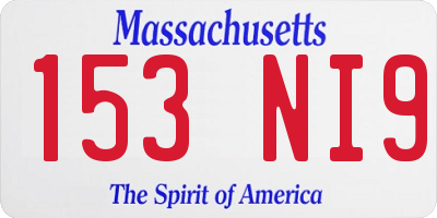 MA license plate 153NI9
