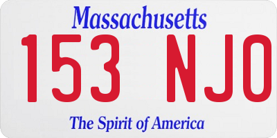 MA license plate 153NJ0
